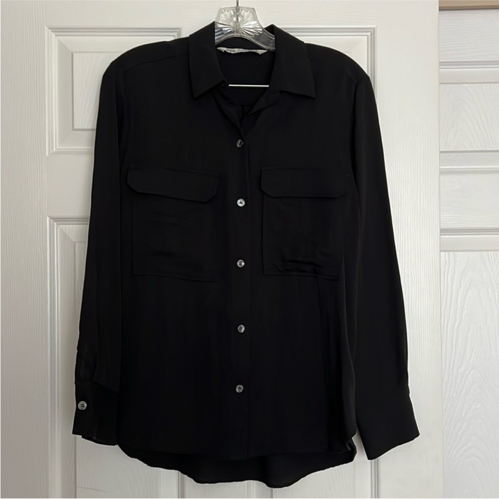 Zara Black Button Down Shirt XS